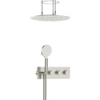 Circular 2 Way Thermostatic Wall Concealed Faucet with shower header and hand Shower AH502204 Brushed Nickel