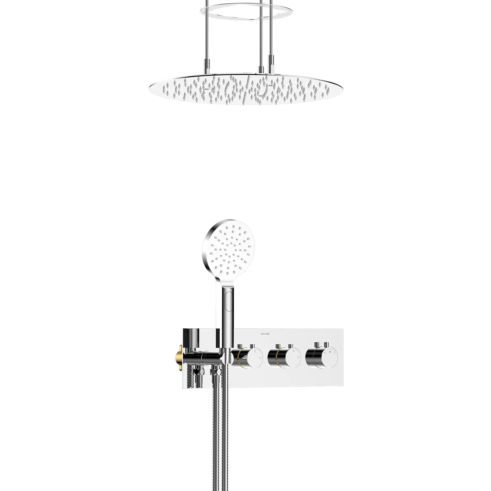 Circular 2 Way Thermostatic Wall Concealed Faucet with shower header and hand Shower AH502204 Chrome