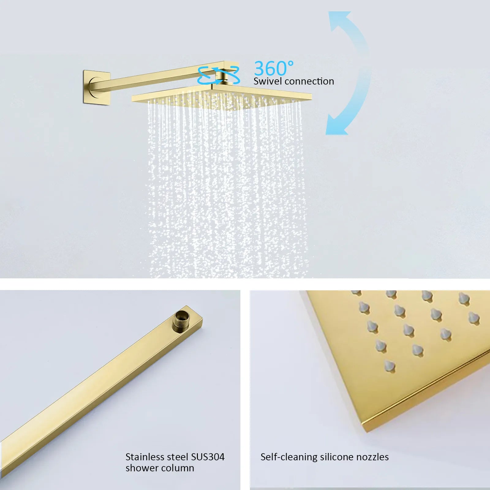 AH502100 2 Way Wall Concealed Shower System– Luxury Brass Mixer with Rainfall Shower