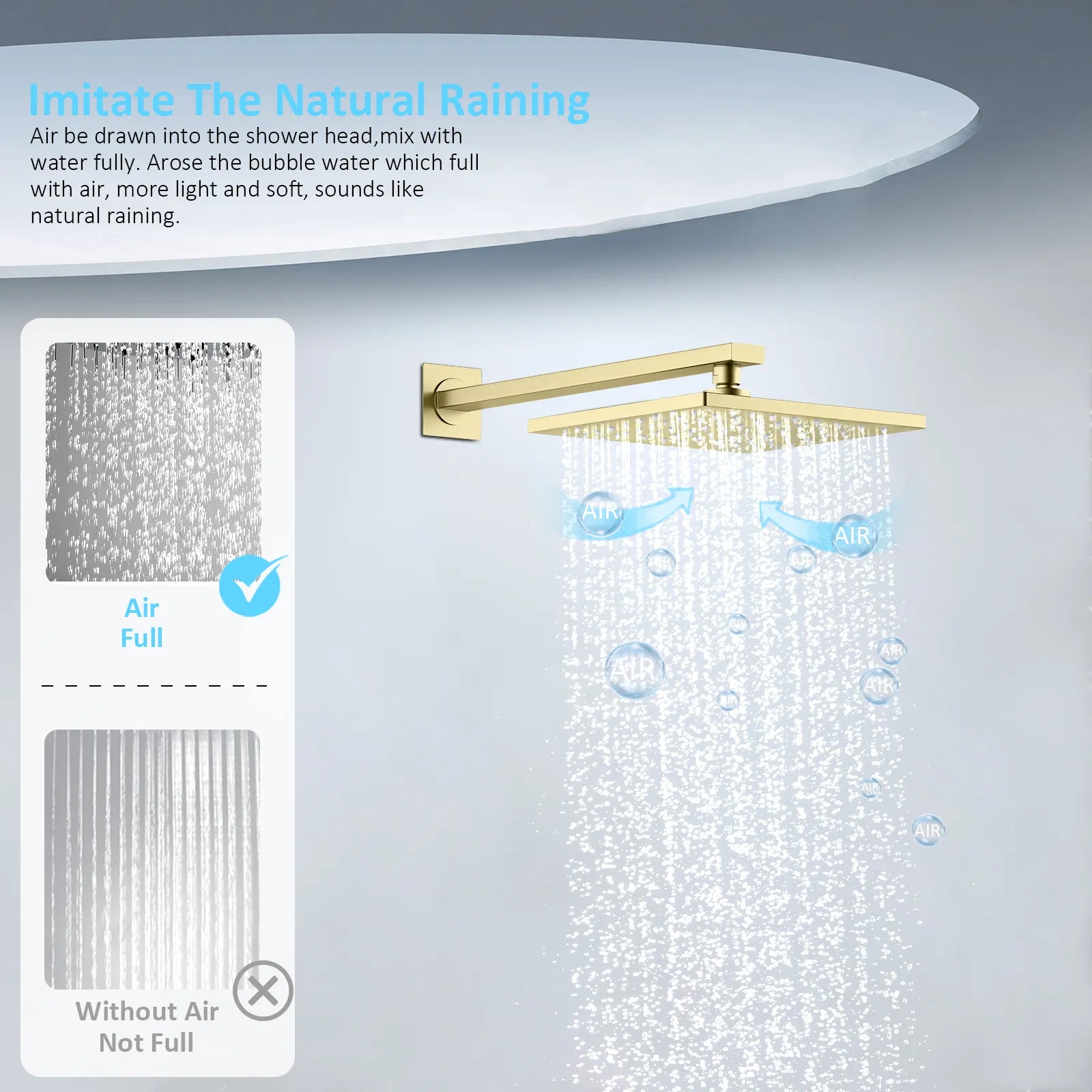 AH502100 2 Way Wall Concealed Shower System– Luxury Brass Mixer with Rainfall Shower