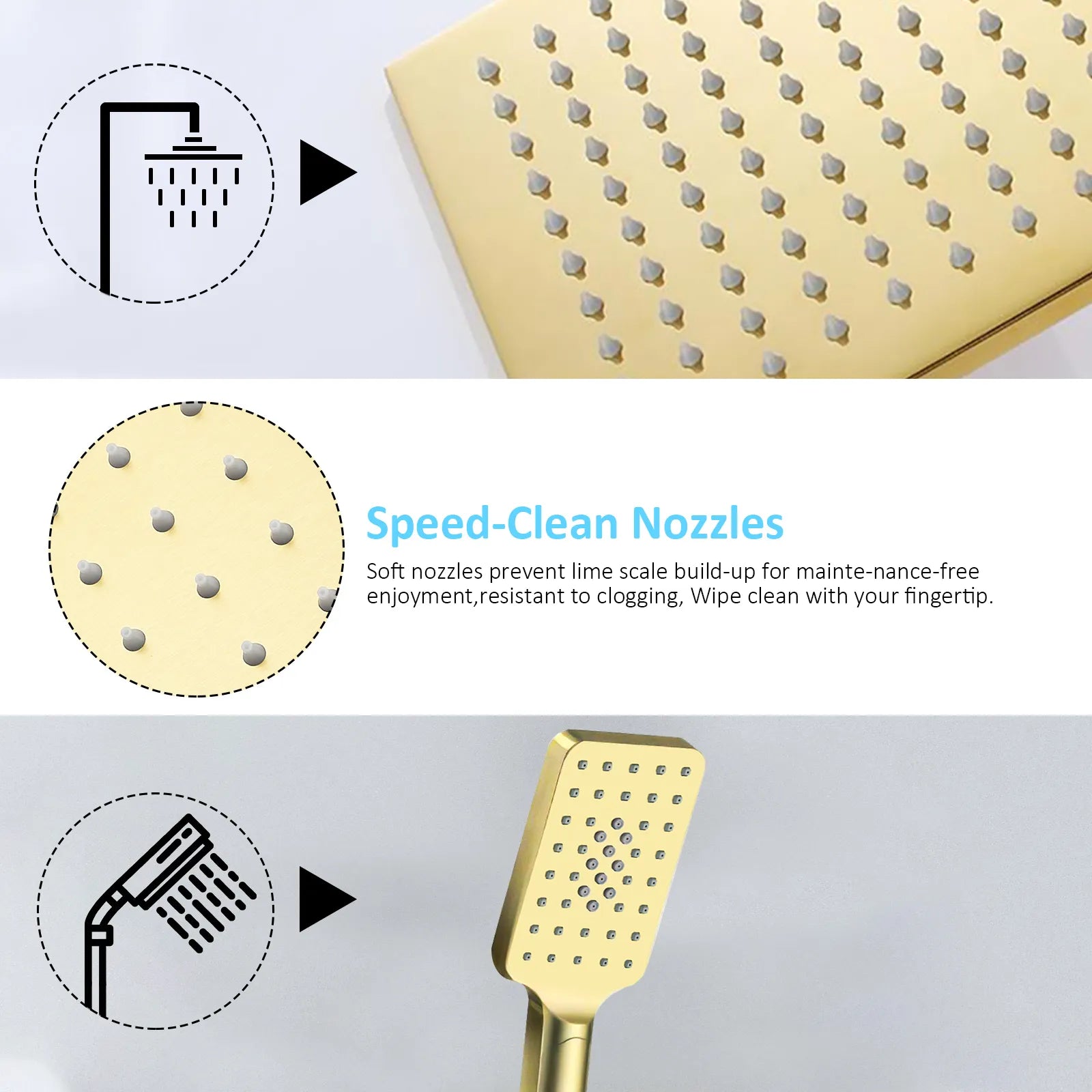 AH502100 2 Way Wall Concealed Shower System– Luxury Brass Mixer with Rainfall Shower