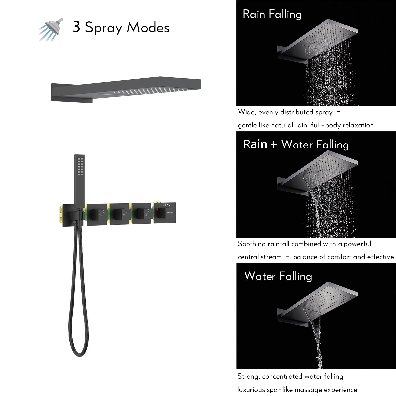 luxury wall mounted shower mixer with Franch Vernet thermostatic cartridge AH513300