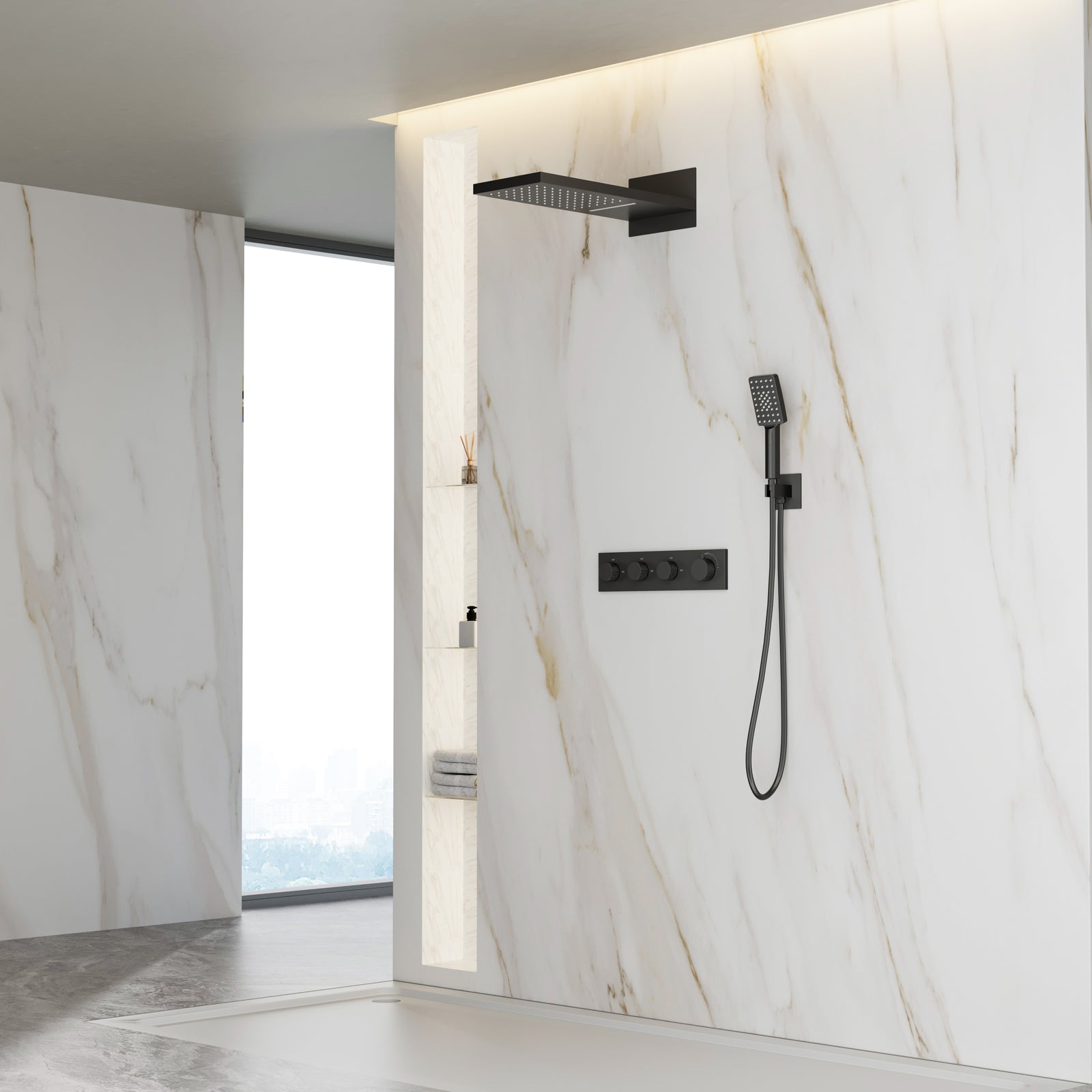 Modern Thermostatic Wall-concealed Shower Faucet Set AH513400