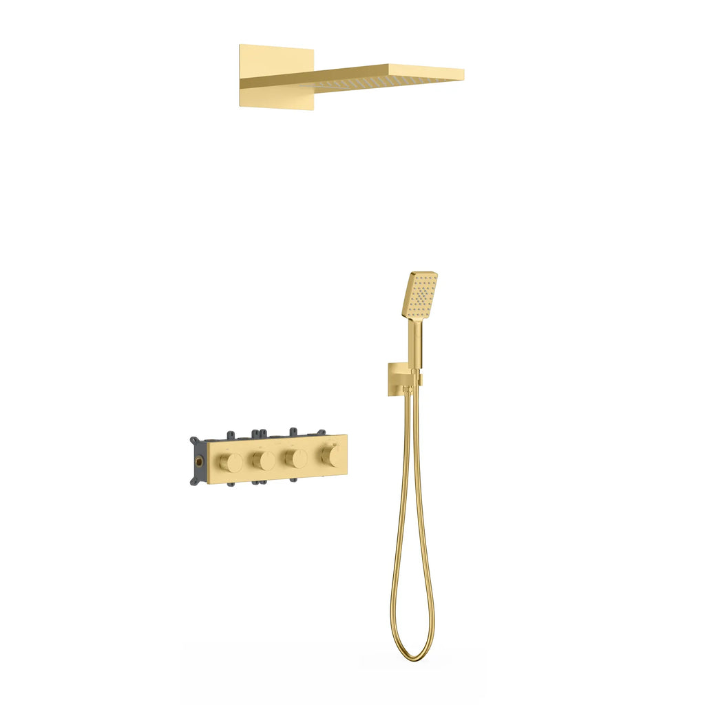 Modern Thermostatic Wall-concealed Shower Faucet Set AH513400 Brushed Gold