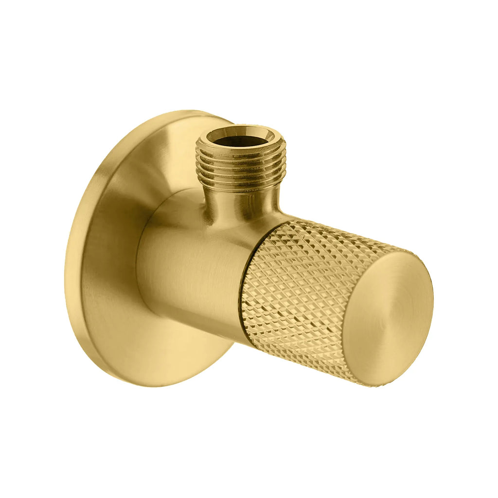 Knurled Solid Brass Angle Valve – Ceramic Disc Cartridge – AV05 Brushed Gold