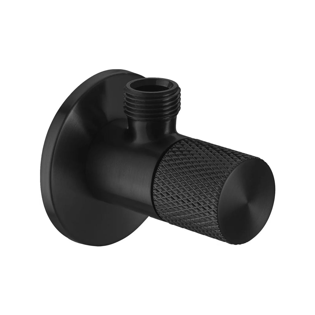 Knurled Solid Brass Angle Valve – Ceramic Disc Cartridge – AV05 Matte Black