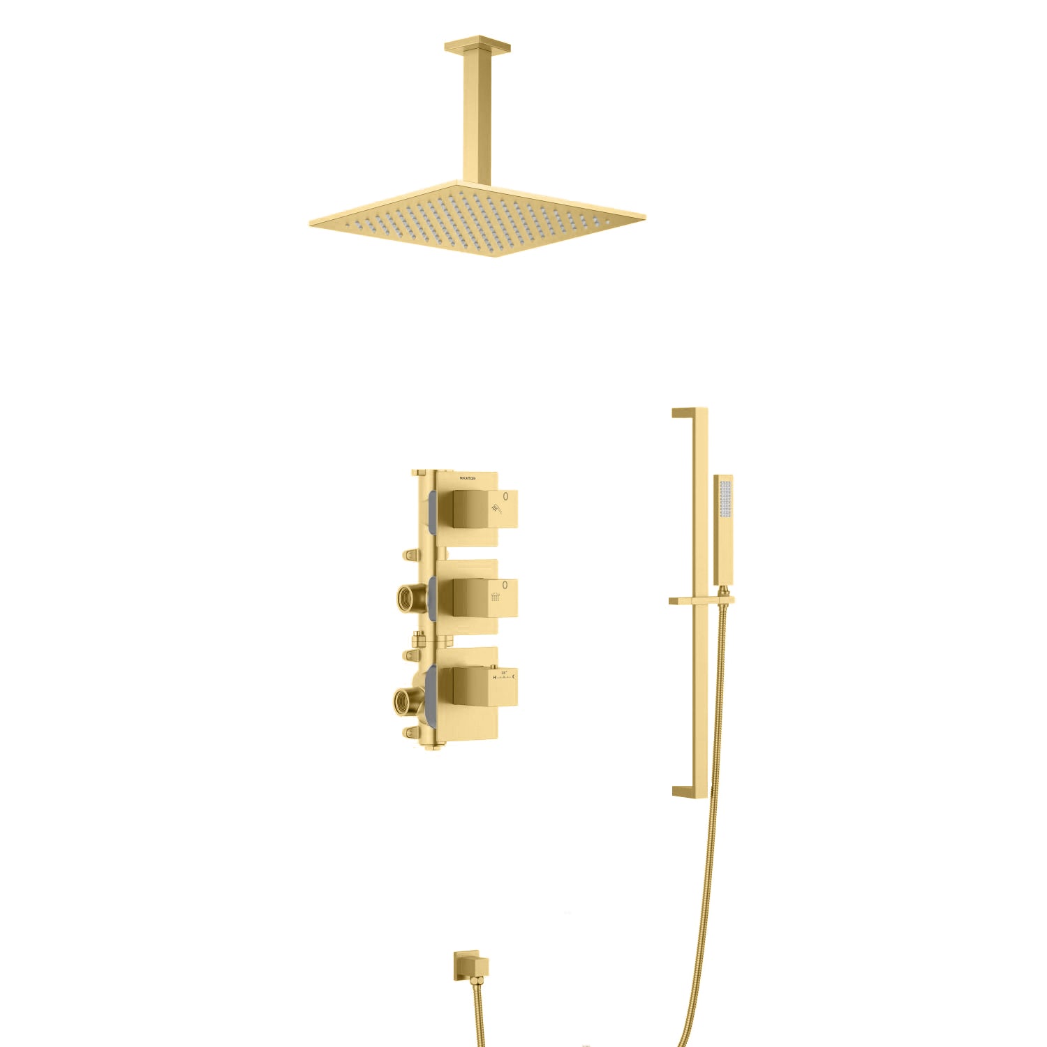 2 Way Thermostatic wall shower set with hand shower AV512000 Brushed Gold