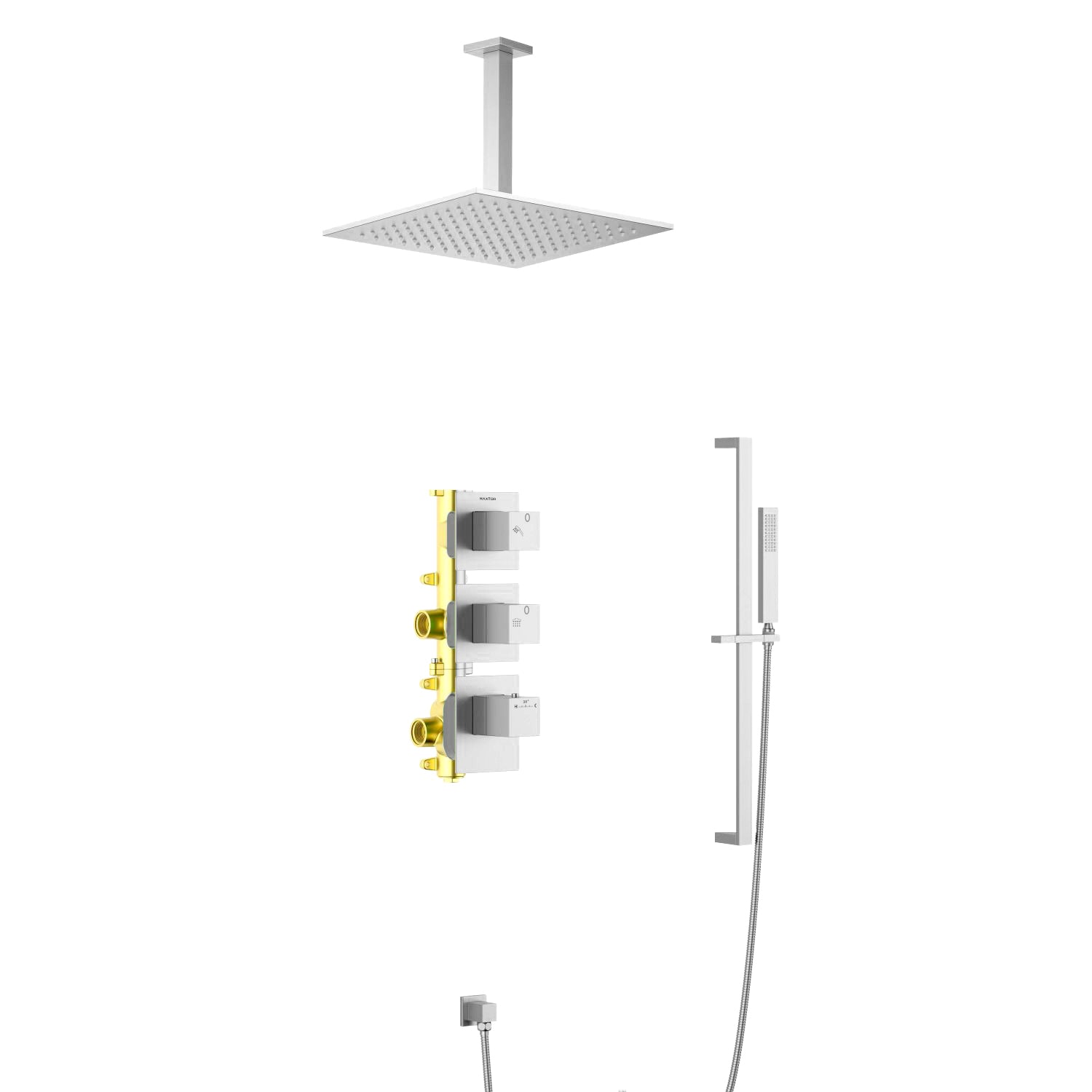 2 Way Thermostatic wall shower set with hand shower AV512000 Brushed Nickel