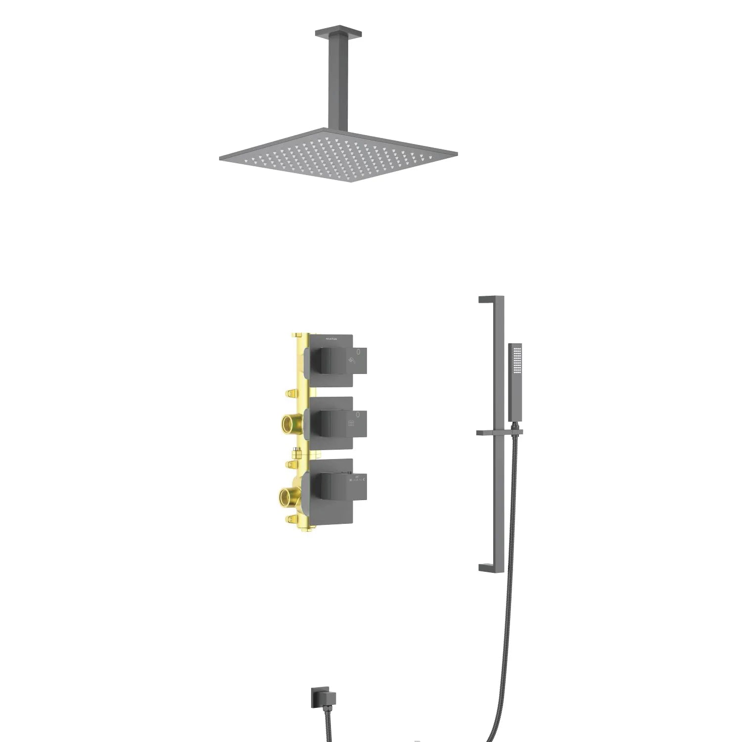 2 Way Thermostatic wall shower set with hand shower AV512000 Brushed Gun Metal