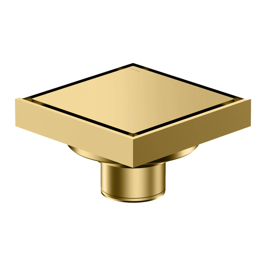 Square Solid Brass Floor Drain – Anti-Odor Gravity Drainage – BFD0001 Brushed Gold