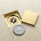 Square Solid Brass Floor Drain – Anti-Odor Gravity Drainage – BFD0001