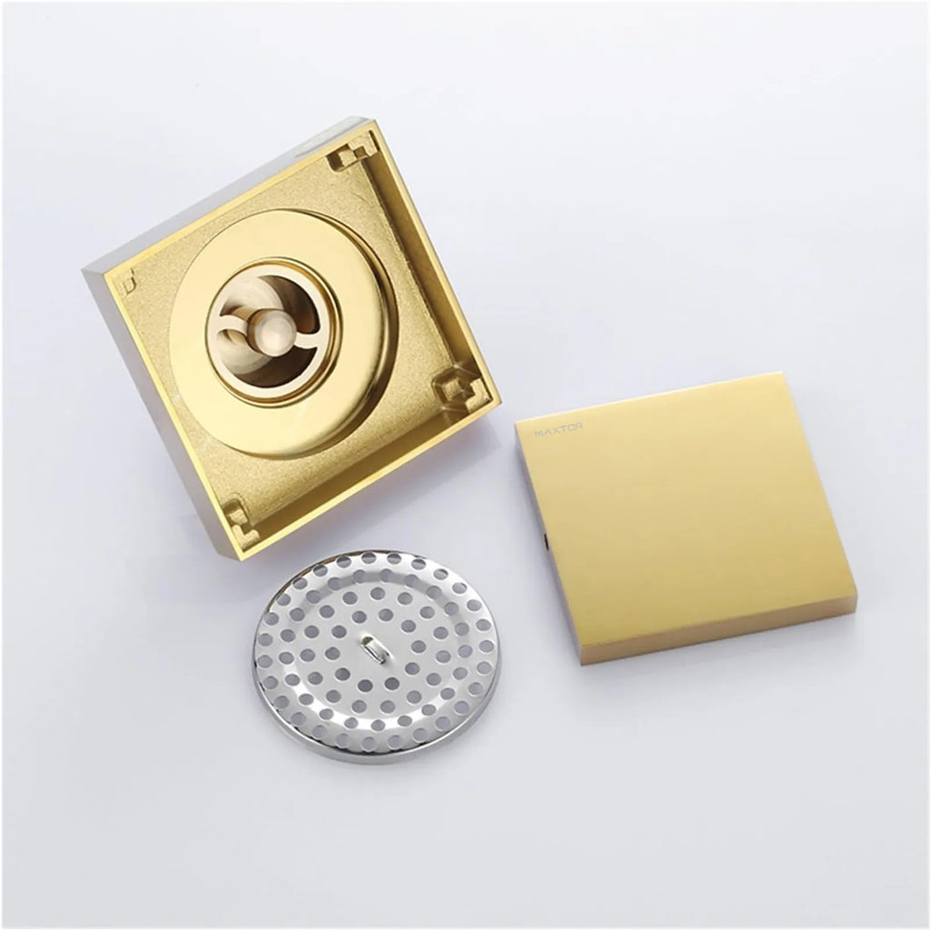 Square Solid Brass Floor Drain – Anti-Odor Gravity Drainage – BFD0001