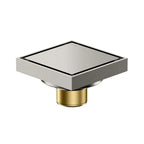 Square Solid Brass Floor Drain – Anti-Odor Gravity Drainage – BFD0001 Brushed Nickel