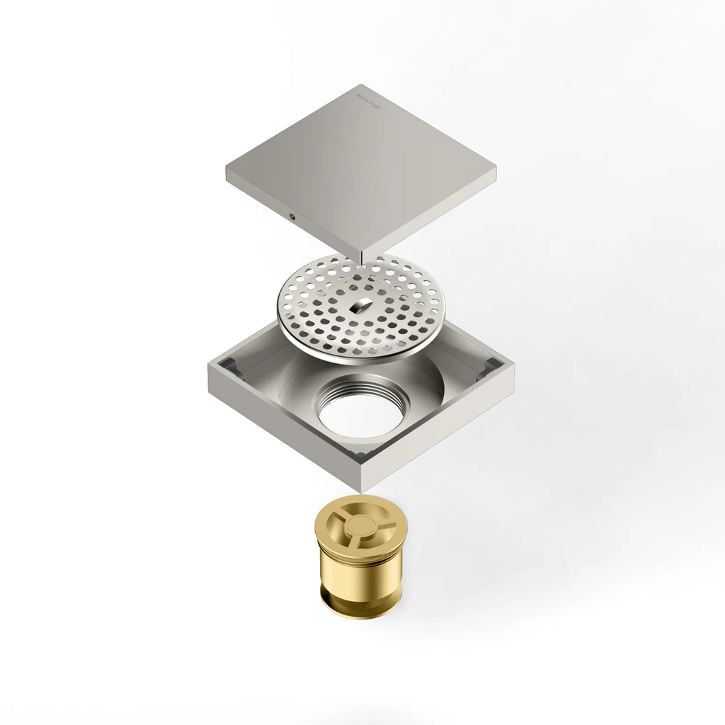 Square Solid Brass Floor Drain – Anti-Odor Gravity Drainage – BFD0001