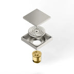 Square Solid Brass Floor Drain – Anti-Odor Gravity Drainage – BFD0001