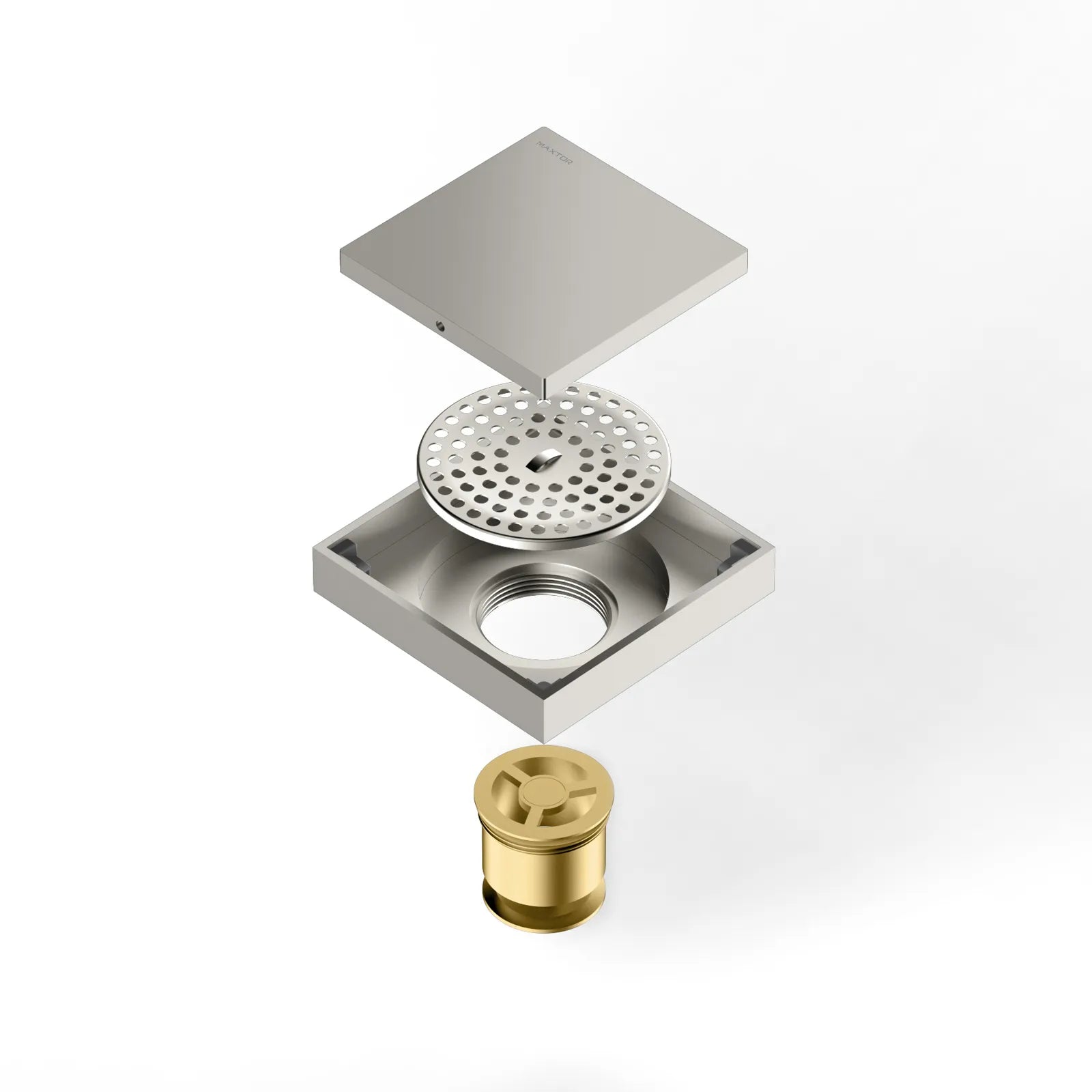 Square Solid Brass Floor Drain – Anti-Odor Gravity Drainage – BFD0001