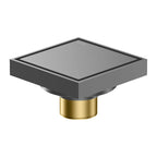 Square Solid Brass Floor Drain – Anti-Odor Gravity Drainage – BFD0001 Brushed Gun Metal