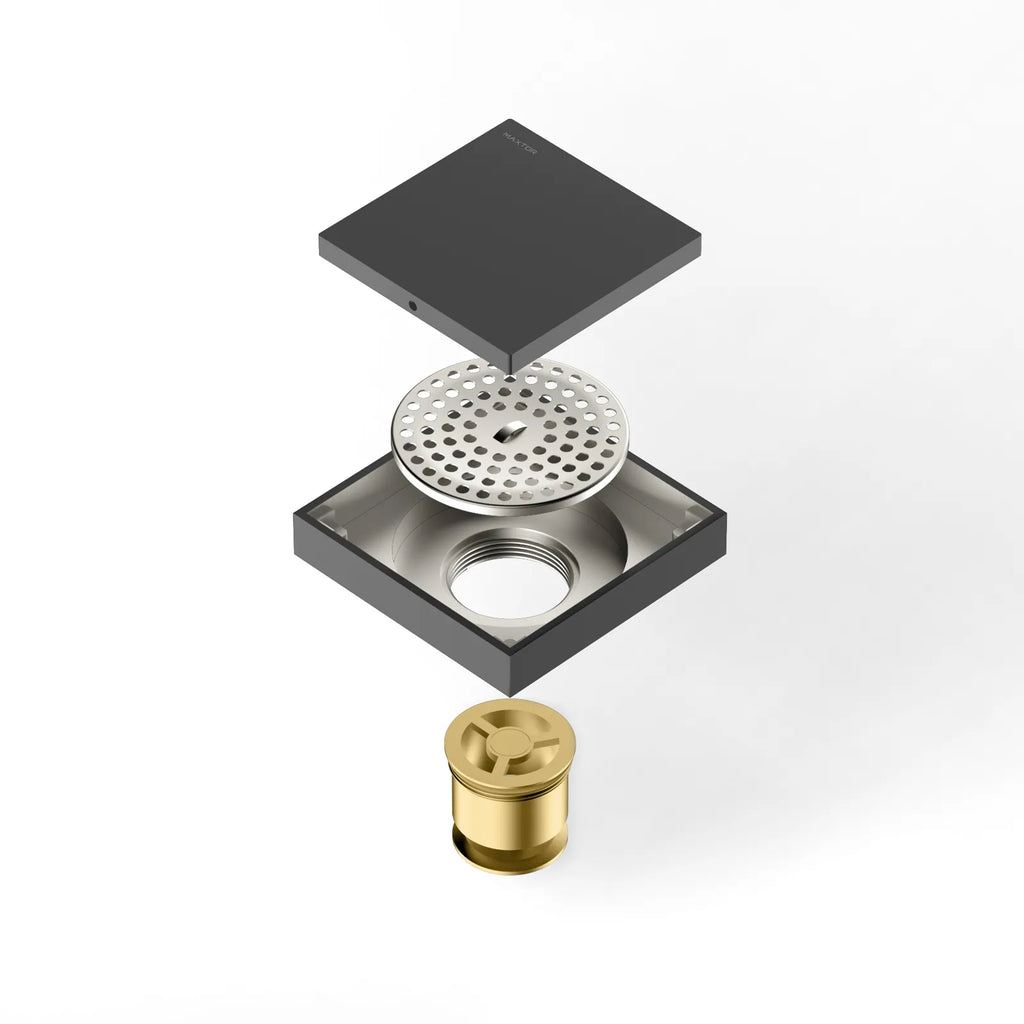Square Solid Brass Floor Drain – Anti-Odor Gravity Drainage – BFD0001