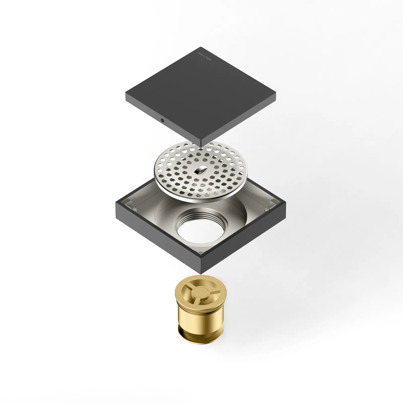 Square Solid Brass Floor Drain – Anti-Odor Gravity Drainage – BFD0001