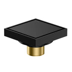 Square Solid Brass Floor Drain – Anti-Odor Gravity Drainage – BFD0001 Matte Black