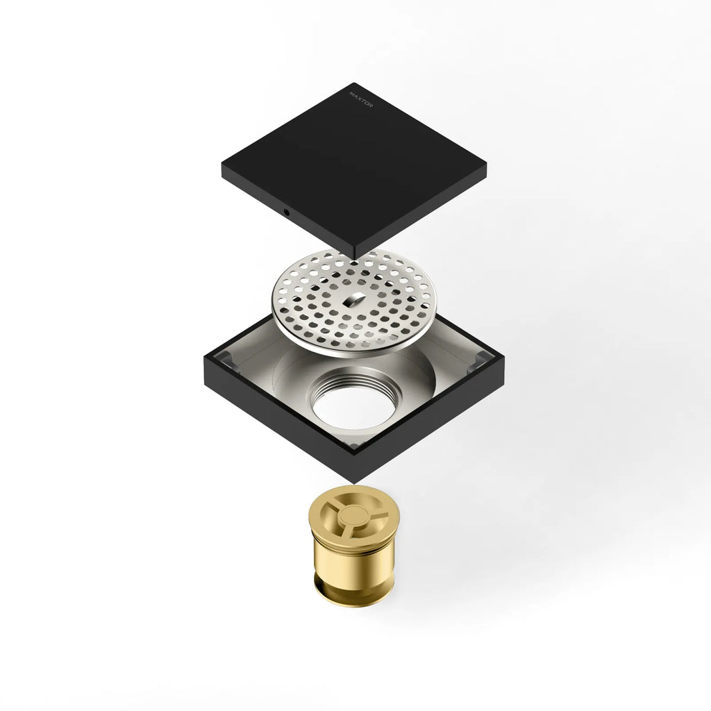 Square Solid Brass Floor Drain – Anti-Odor Gravity Drainage – BFD0001
