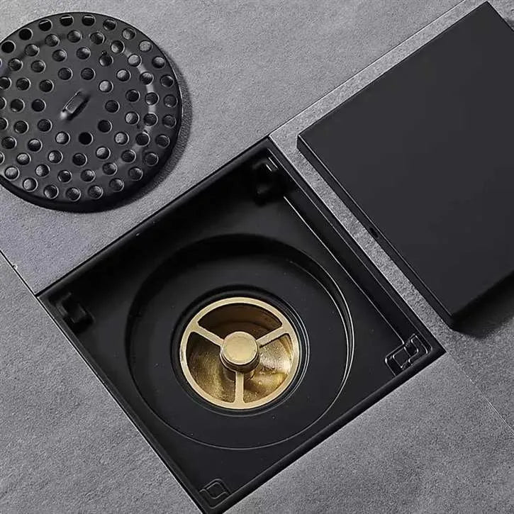 Square Solid Brass Floor Drain – Anti-Odor Gravity Drainage – BFD0001