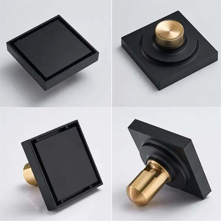 Square Solid Brass Floor Drain – Anti-Odor Gravity Drainage – BFD0001