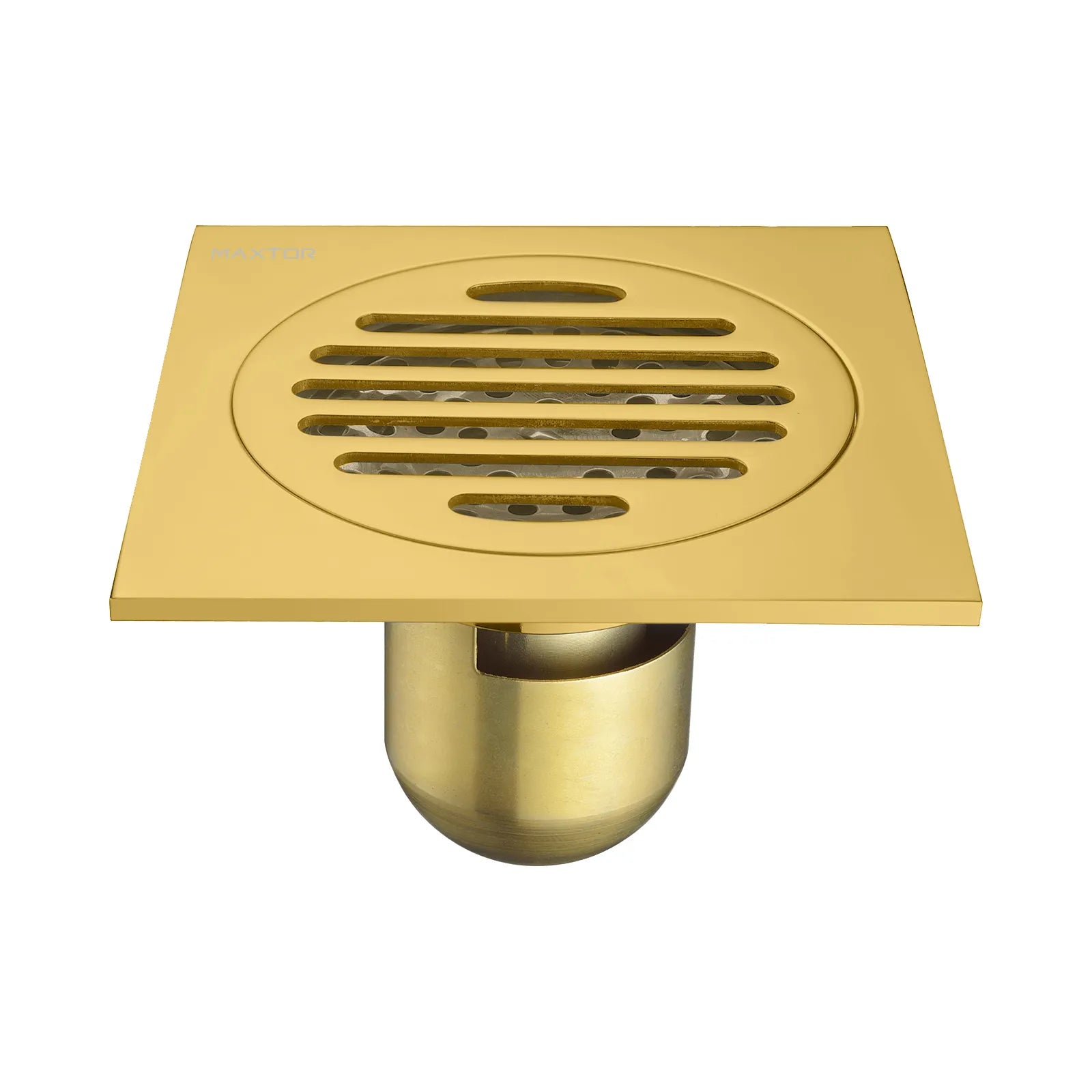 100x100mm Solid Brass Square Floor Drain – Anti-Odor Water Seal Core – BFD0004 Brushed Gold