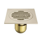 100x100mm Solid Brass Square Floor Drain – Anti-Odor Water Seal Core – BFD0004 Brushed Nickel