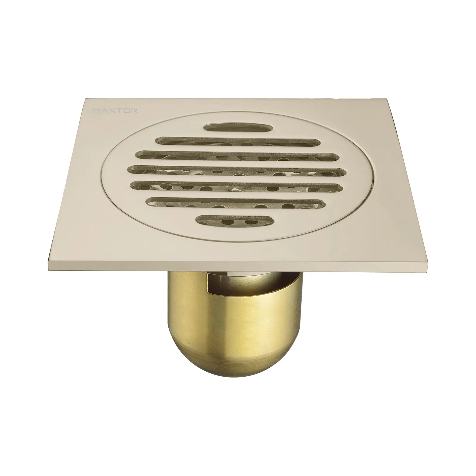 100x100mm Solid Brass Square Floor Drain – Anti-Odor Water Seal Core – BFD0004 Brushed Nickel