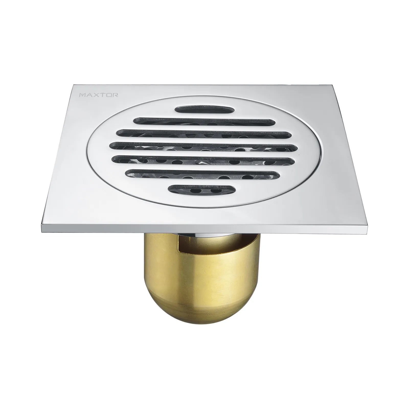 100x100mm Solid Brass Square Floor Drain – Anti-Odor Water Seal Core – BFD0004 Chrome