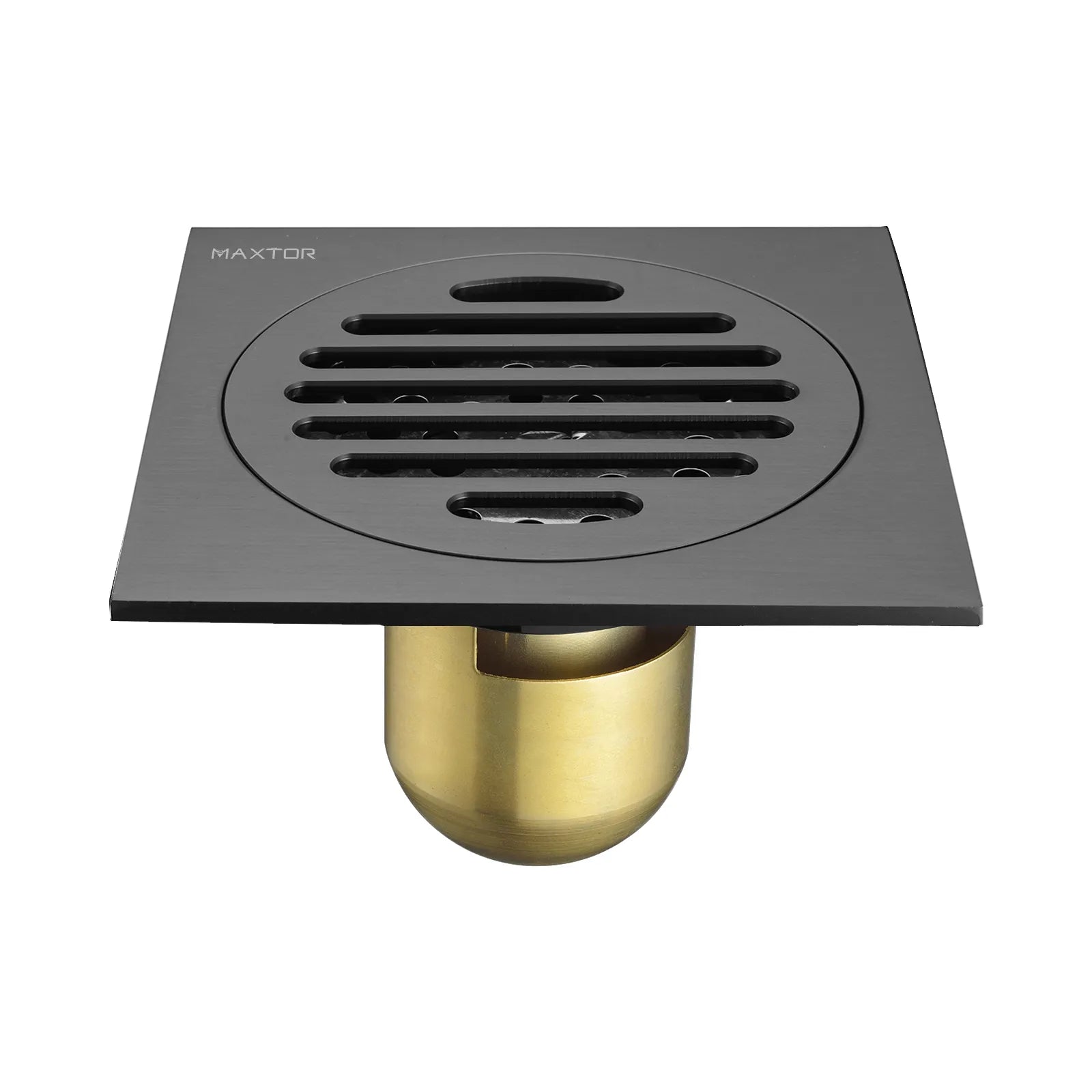 100x100mm Solid Brass Square Floor Drain – Anti-Odor Water Seal Core – BFD0004 Brushed Gun Metal