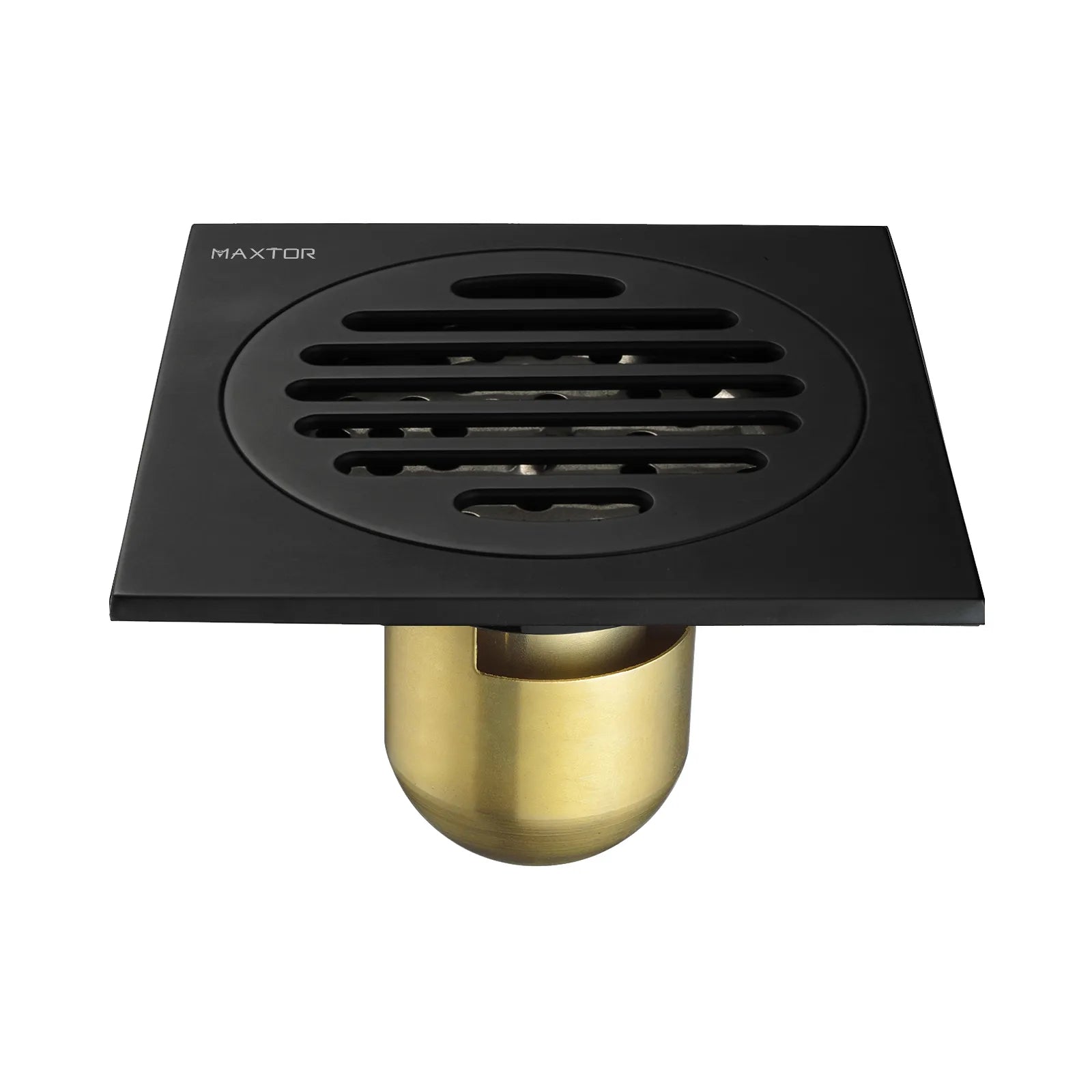100x100mm Solid Brass Square Floor Drain – Anti-Odor Water Seal Core – BFD0004 Matte Black