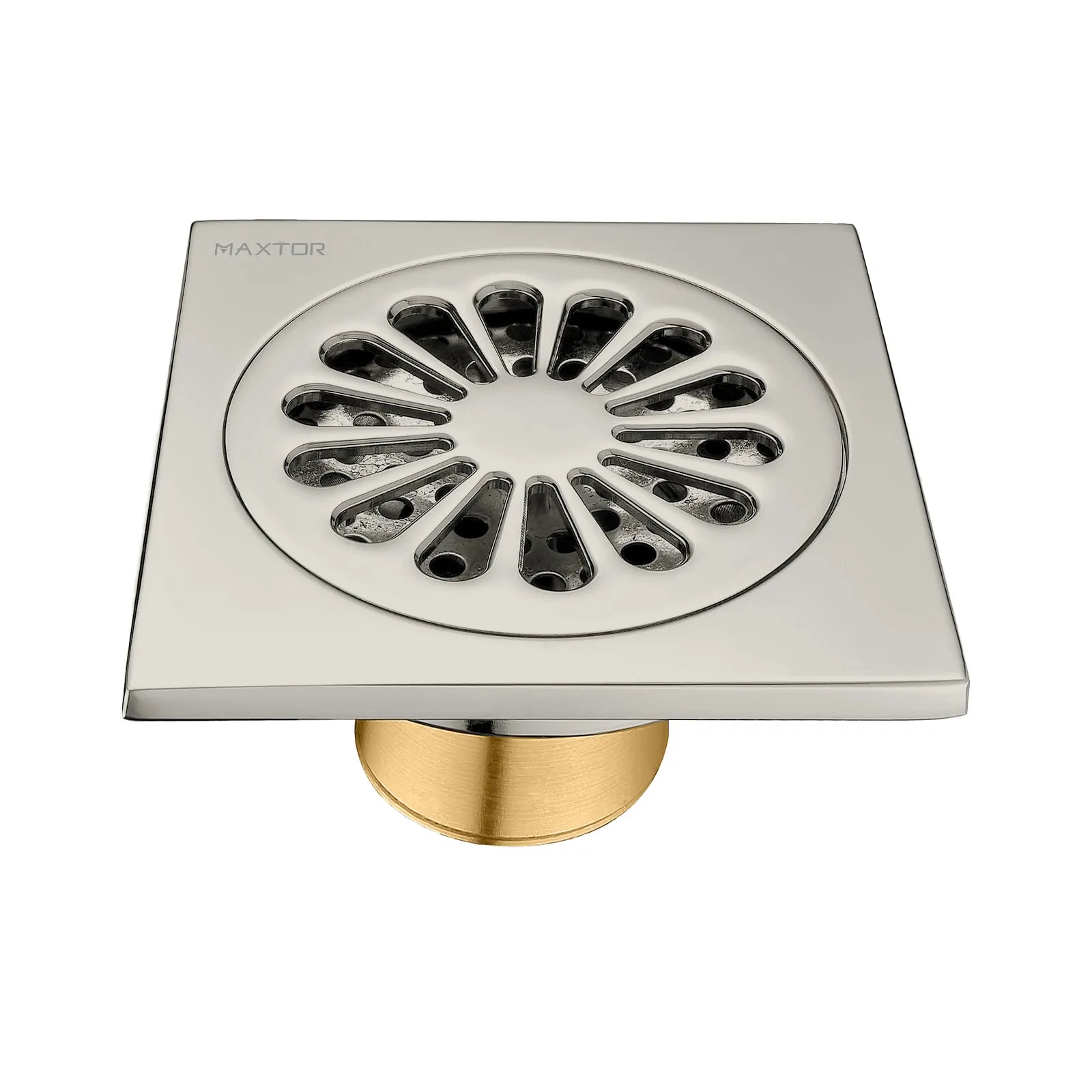 100x100mm Solid Brass Square Floor Drain – Anti-Odor Fast Drainage – BFD0005 Brushed Nickel