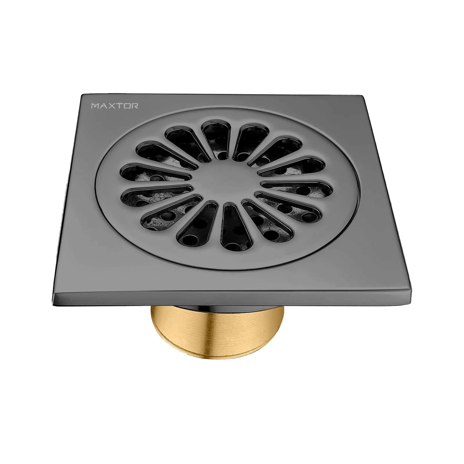 100x100mm Solid Brass Square Floor Drain – Anti-Odor Fast Drainage – BFD0005 Brushed Gun Metal