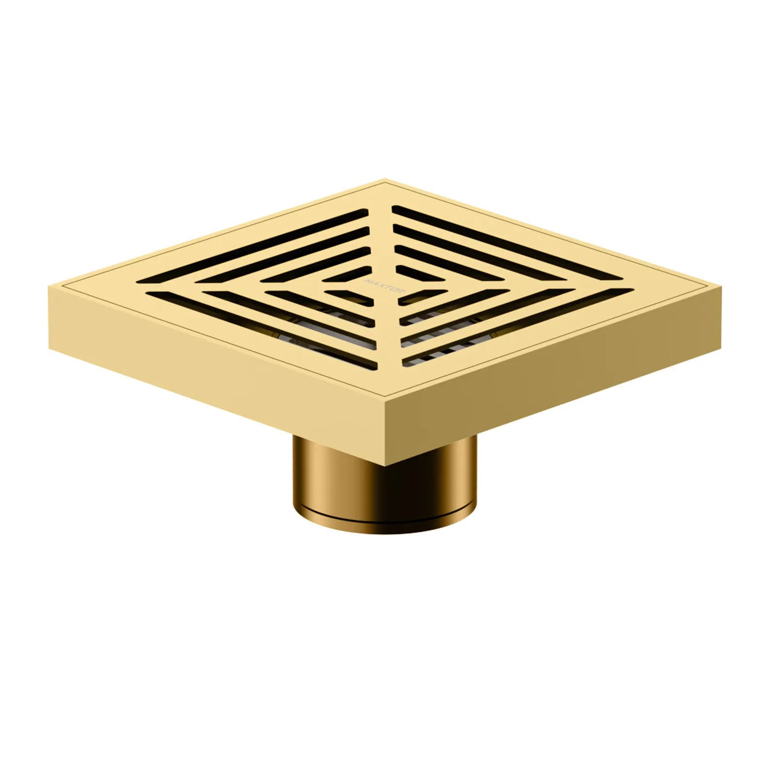 100x100mm Solid Brass Square Floor Drain – Geometric Grate Anti-Odor Drain – BFD21001 Brushed Gold