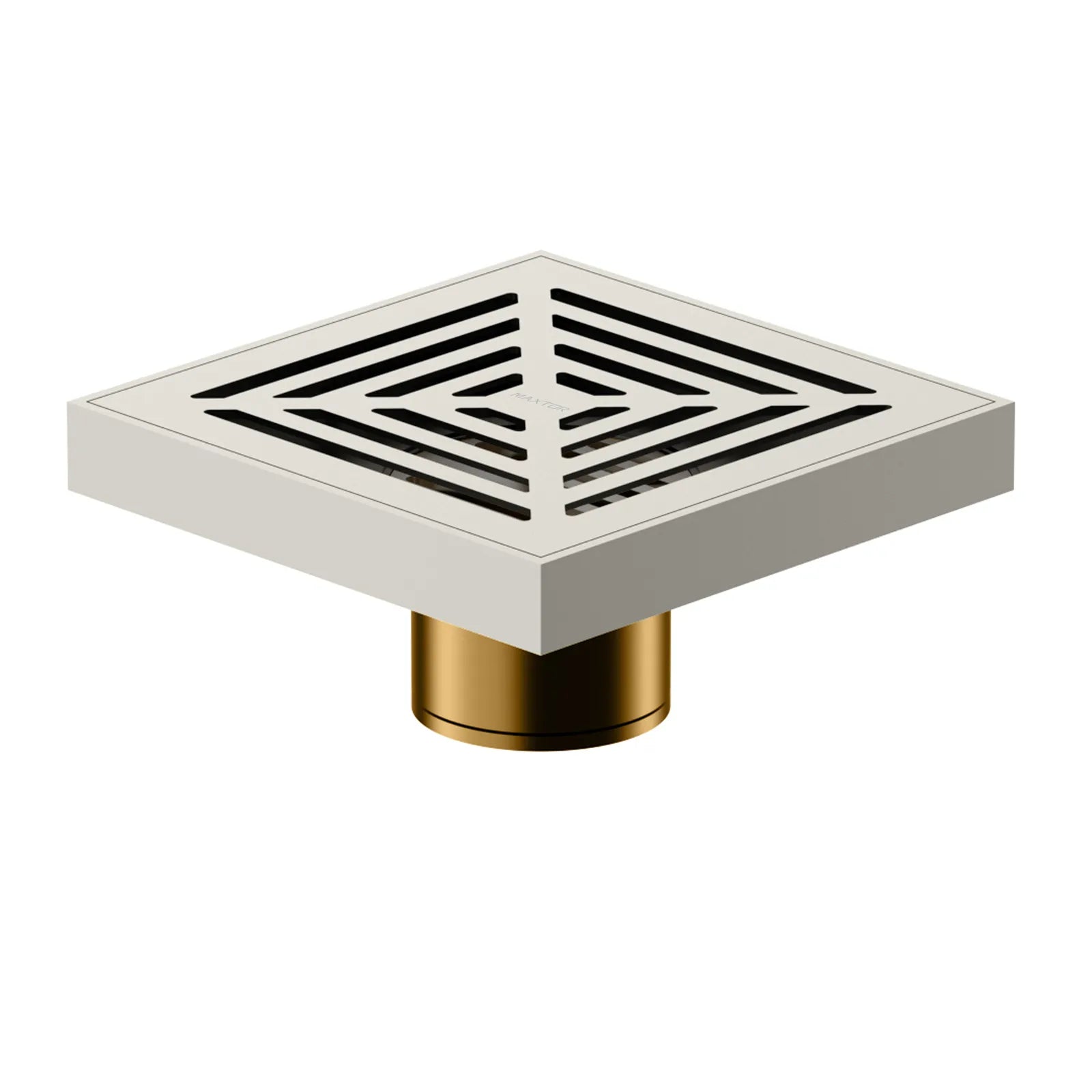 100x100mm Solid Brass Square Floor Drain – Geometric Grate Anti-Odor Drain – BFD21001 Brushed Nickel