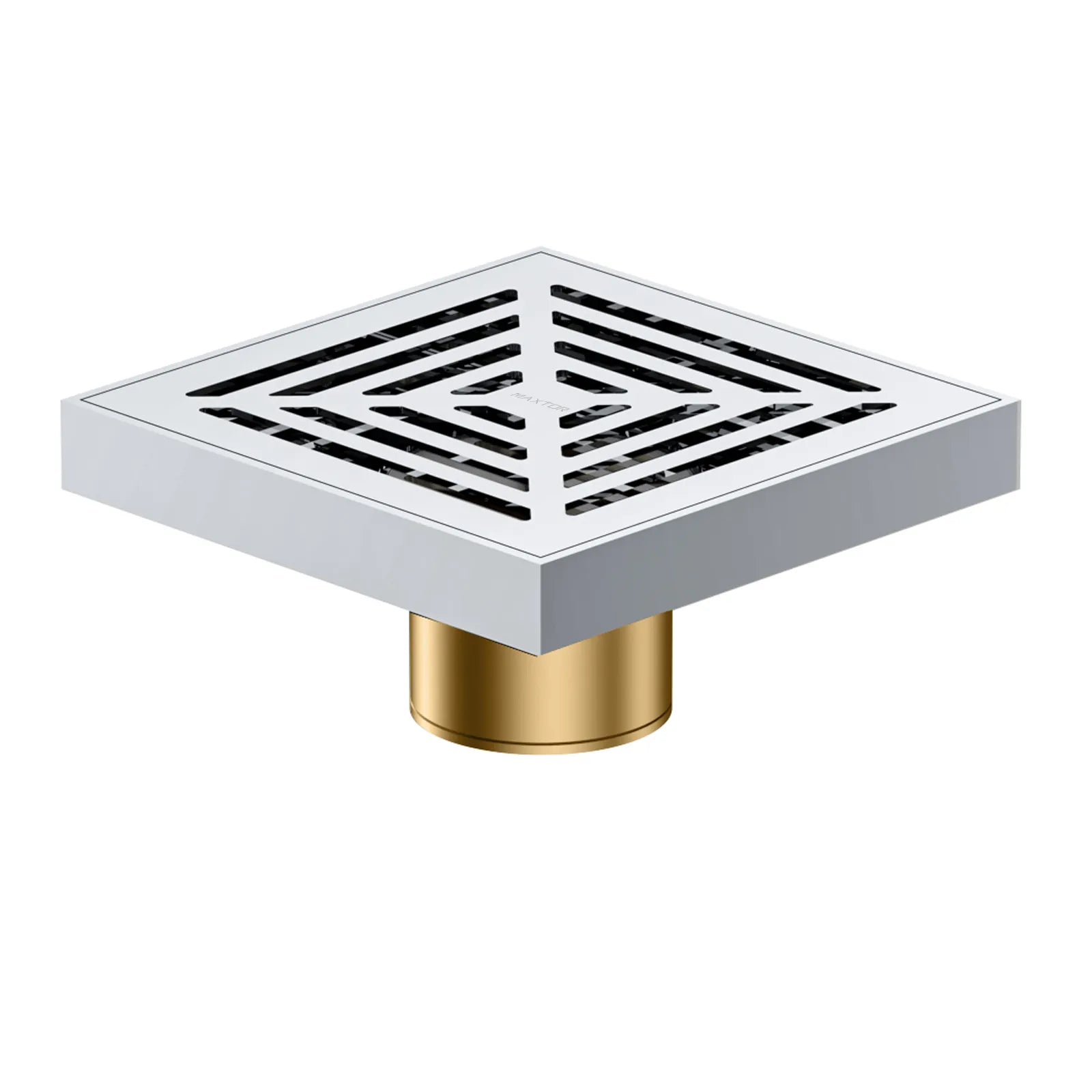 100x100mm Solid Brass Square Floor Drain – Geometric Grate Anti-Odor Drain – BFD21001 Chrome