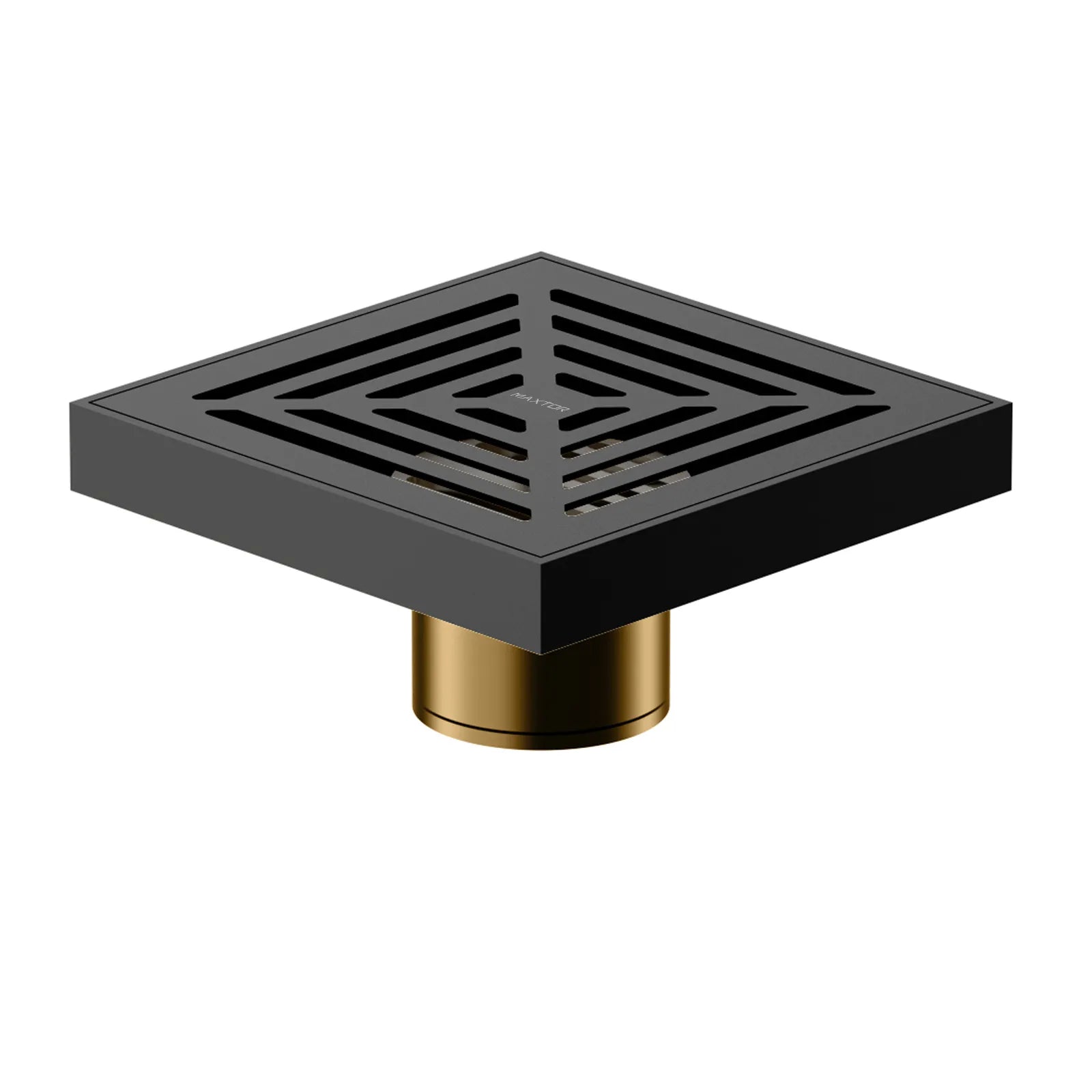 100x100mm Solid Brass Square Floor Drain – Geometric Grate Anti-Odor Drain – BFD21001 Matte Black