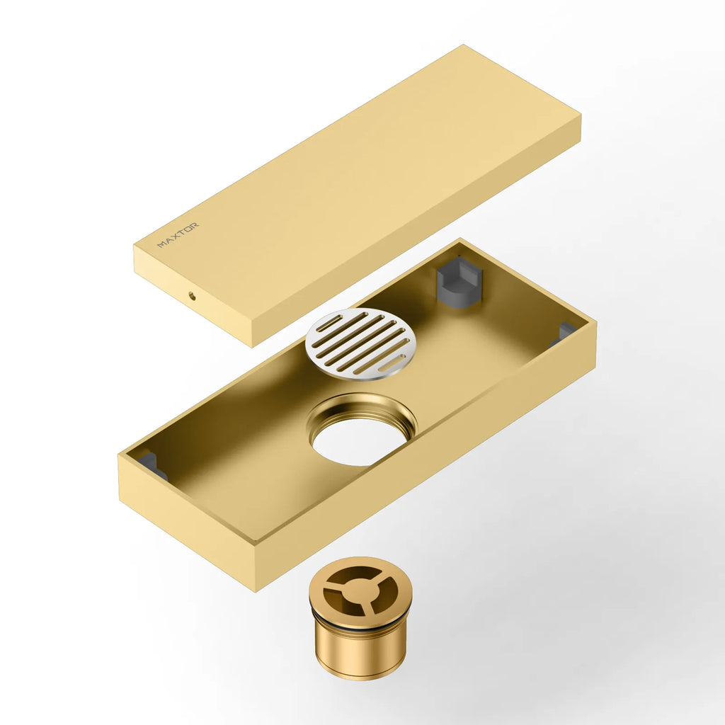 200x80mm Solid Brass Linear Shower Drain – Invisible Tile Insert Cover – BFD21004