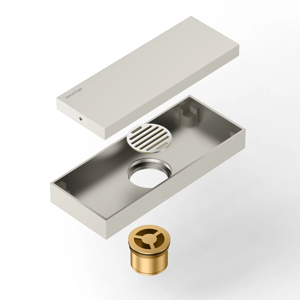 200x80mm Solid Brass Linear Shower Drain – Invisible Tile Insert Cover – BFD21004