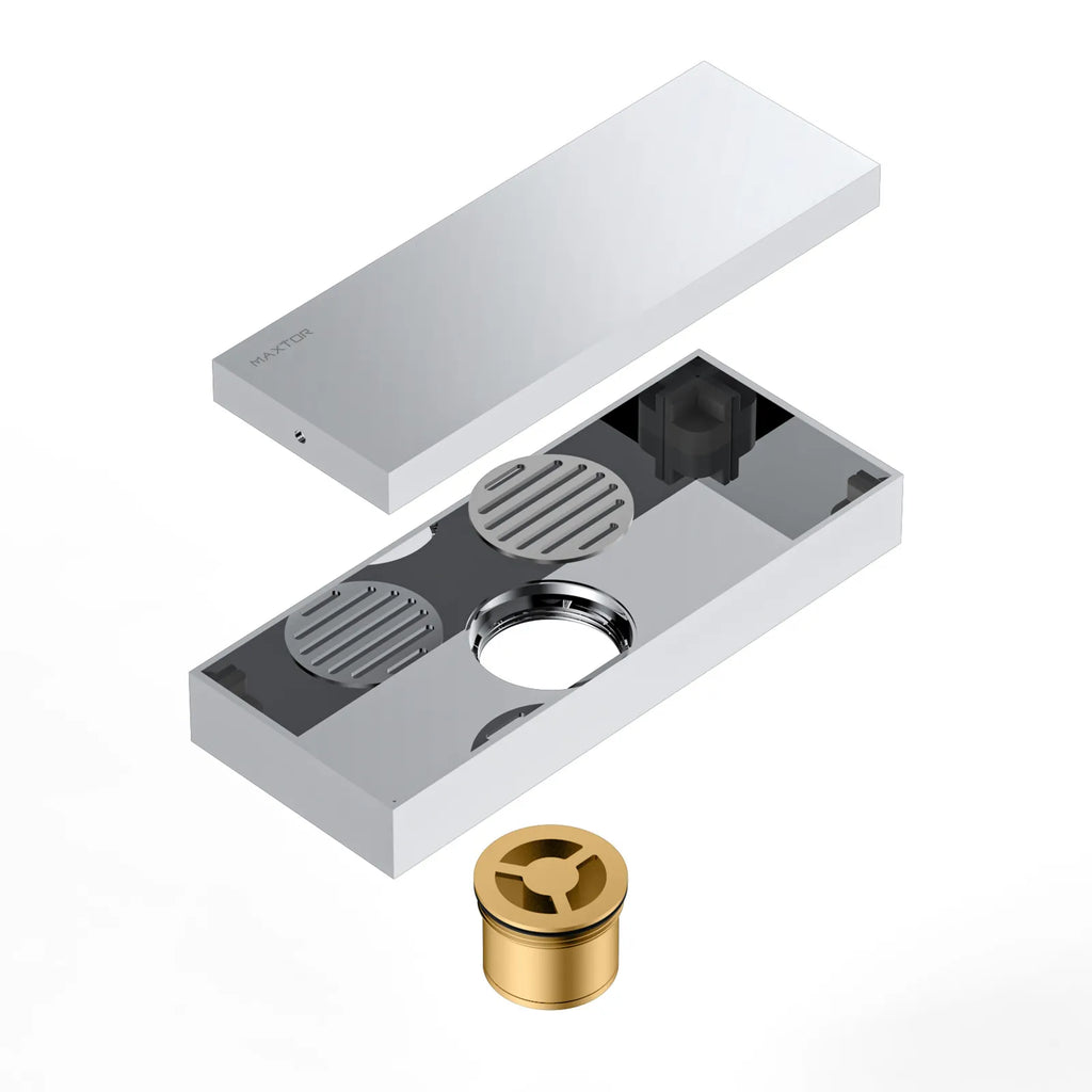 200x80mm Solid Brass Linear Shower Drain – Invisible Tile Insert Cover – BFD21004