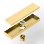300x80mm Solid Brass Linear Shower Drain – Invisible Tile Insert Cover – BFD21006