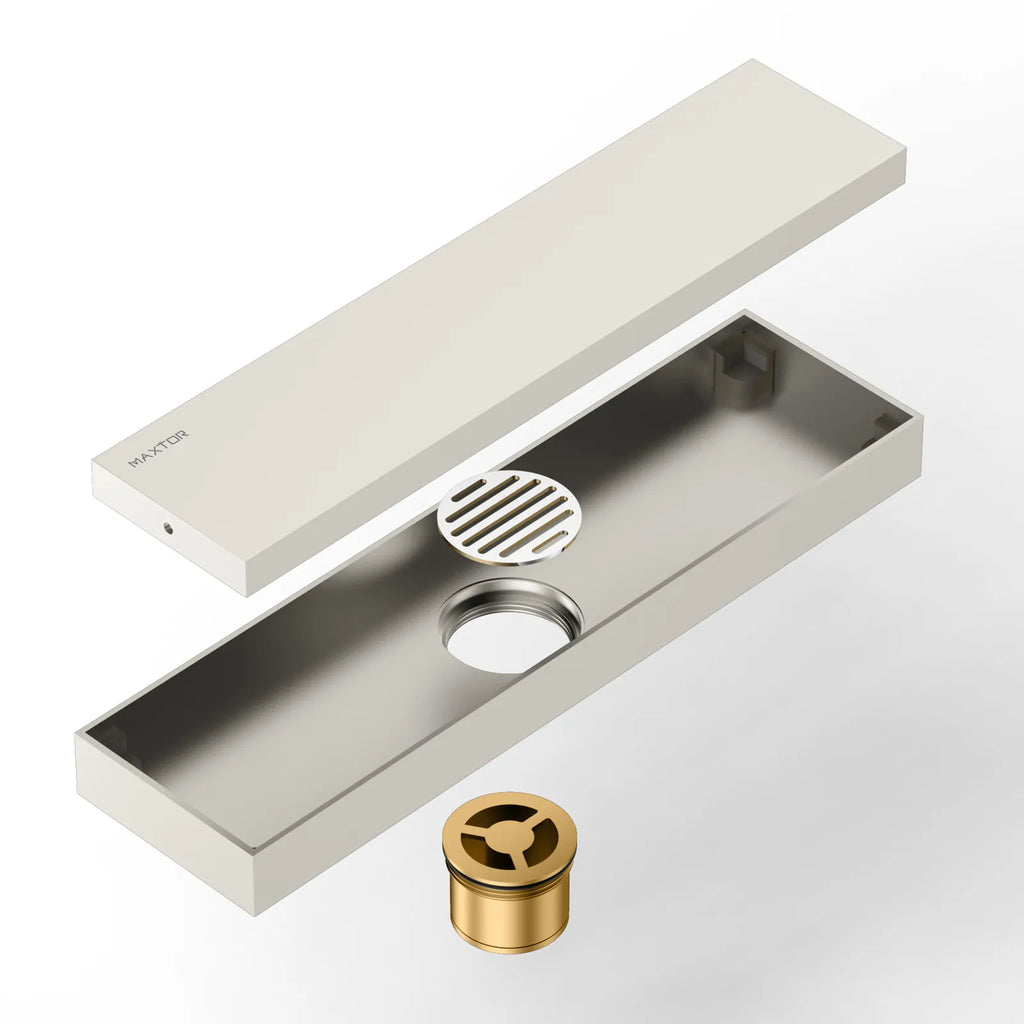 300x80mm Solid Brass Linear Shower Drain – Invisible Tile Insert Cover – BFD21006
