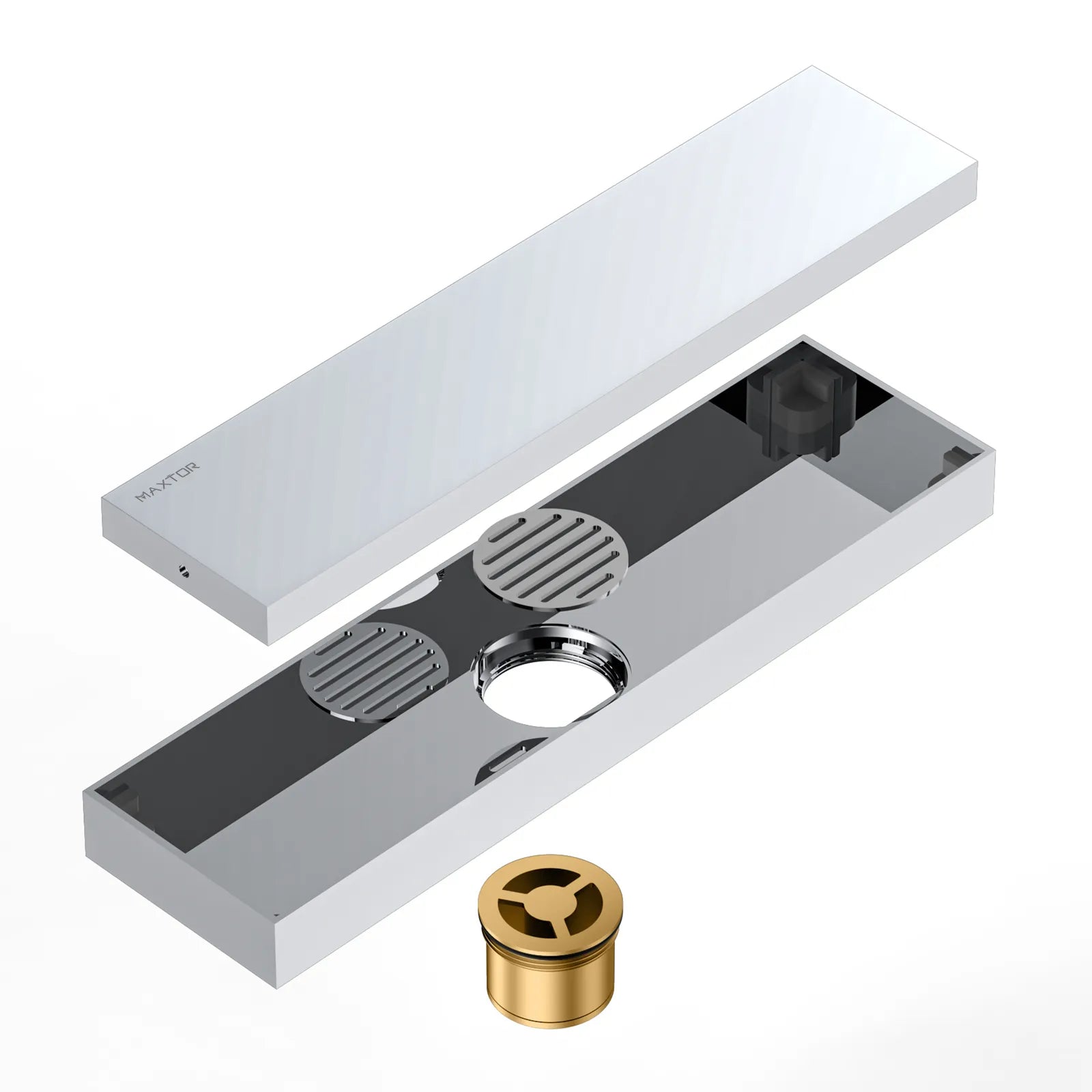 300x80mm Solid Brass Linear Shower Drain – Invisible Tile Insert Cover – BFD21006