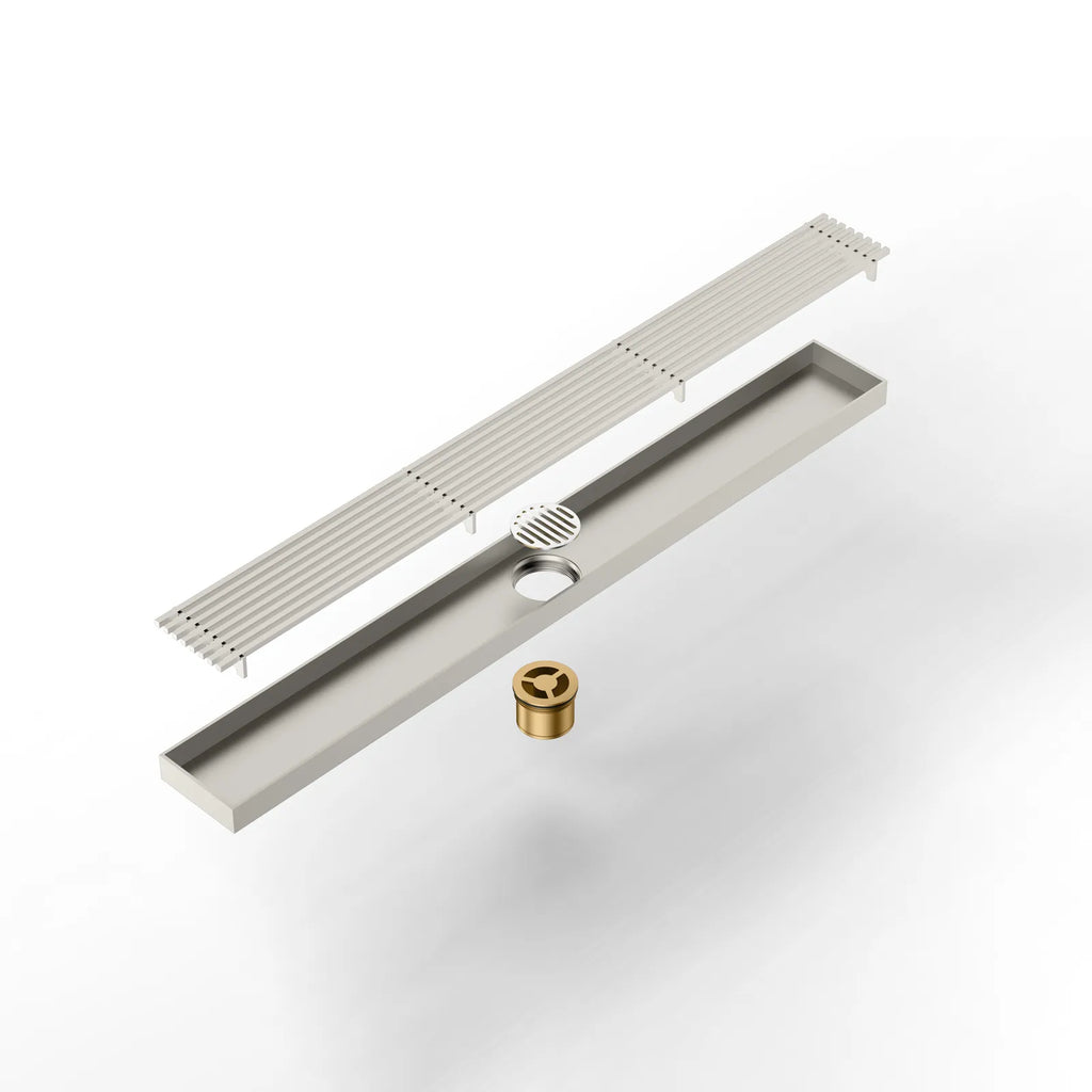 600x68x60mm Linear Shower Drain – Slotted Grate Cover – BFD21017