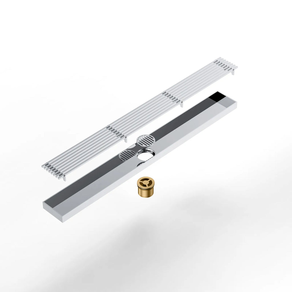 600x68x60mm Linear Shower Drain – Slotted Grate Cover – BFD21017