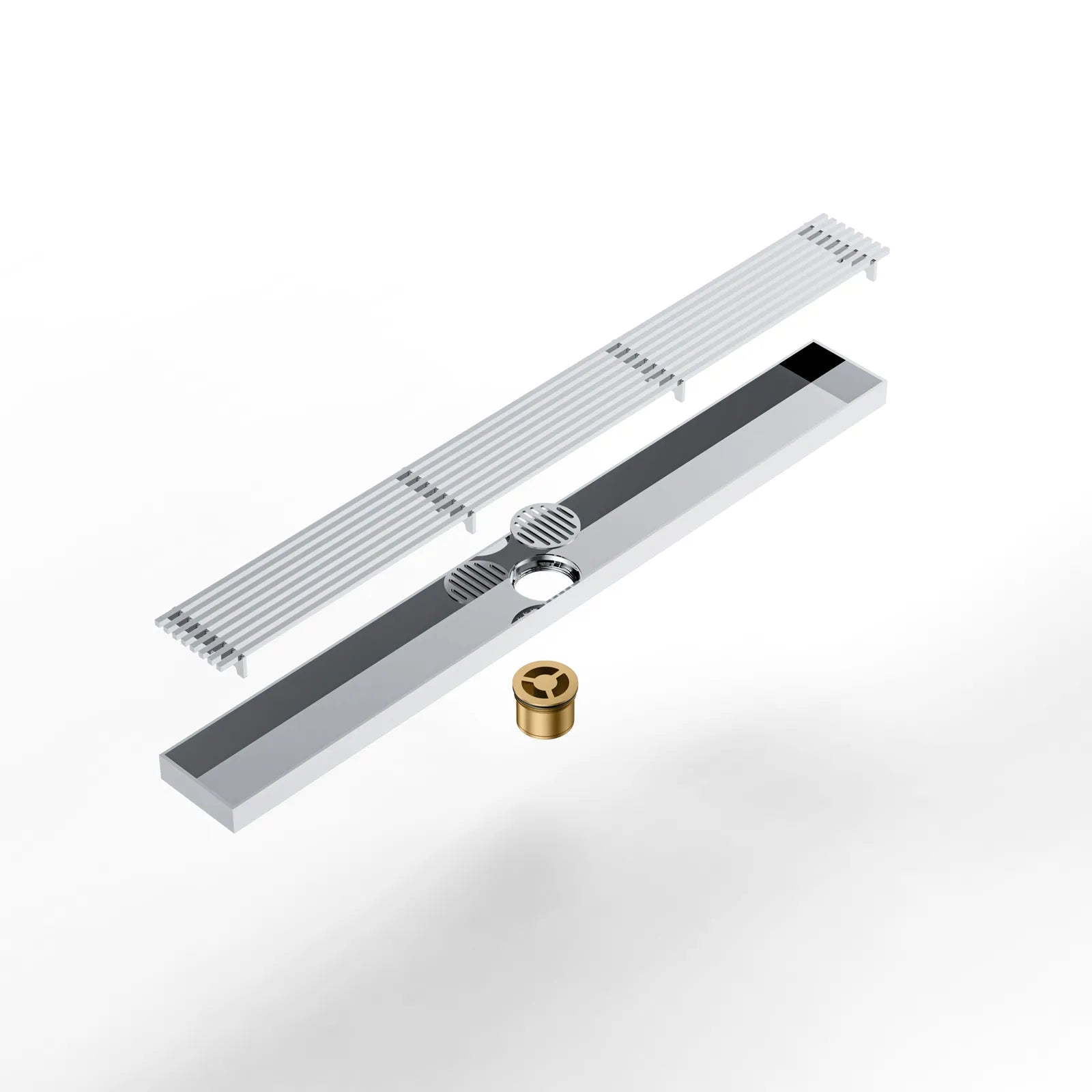 600x68x60mm Linear Shower Drain – Slotted Grate Cover – BFD21017