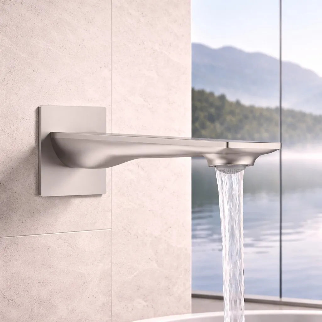 Slim Wall Mounted Bath Spout - 160mm Reach - BS0011