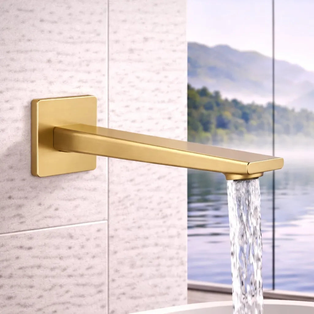Square Wall Mounted Bath Spout - 210mm Reach - BS0064